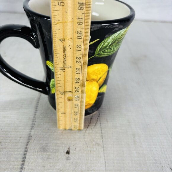 Certified International COLOR BAKERY FRUIT Damask Black Golden Pears Mugs Set 4 - Picture 10 of 16